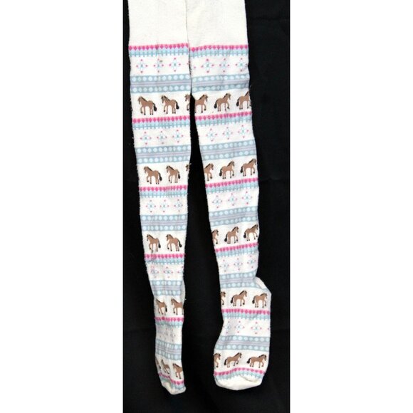 2006 Gymboree Park City Luxe Playful Pony Horse Tights sz 8-10 Girls Winter Warm - Picture 1 of 5